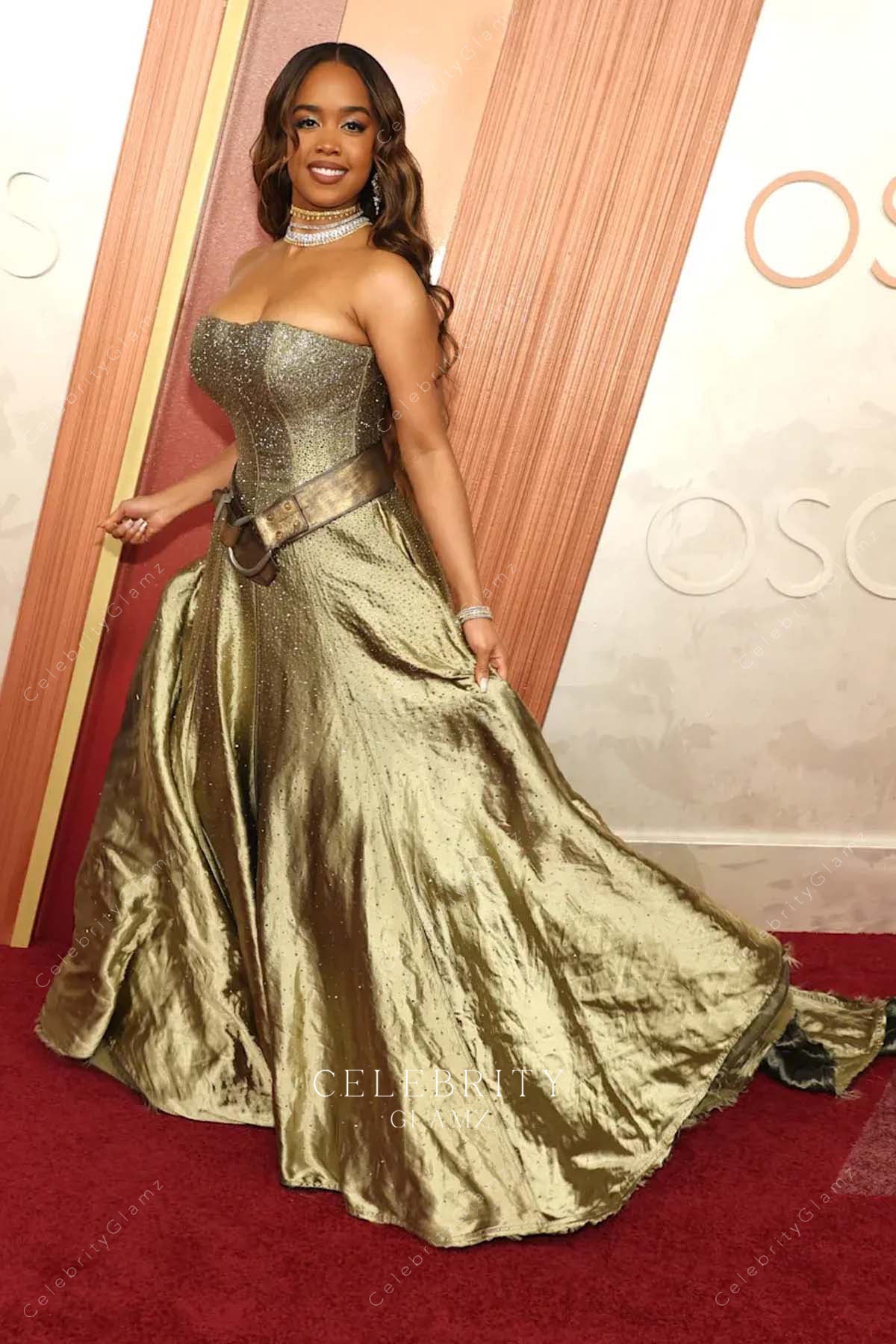 H.E.R. 2025 a line Oscars red carpet formal dress
