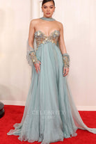 Hailee Steinfeld with shawl prom dress 2024 Oscars 