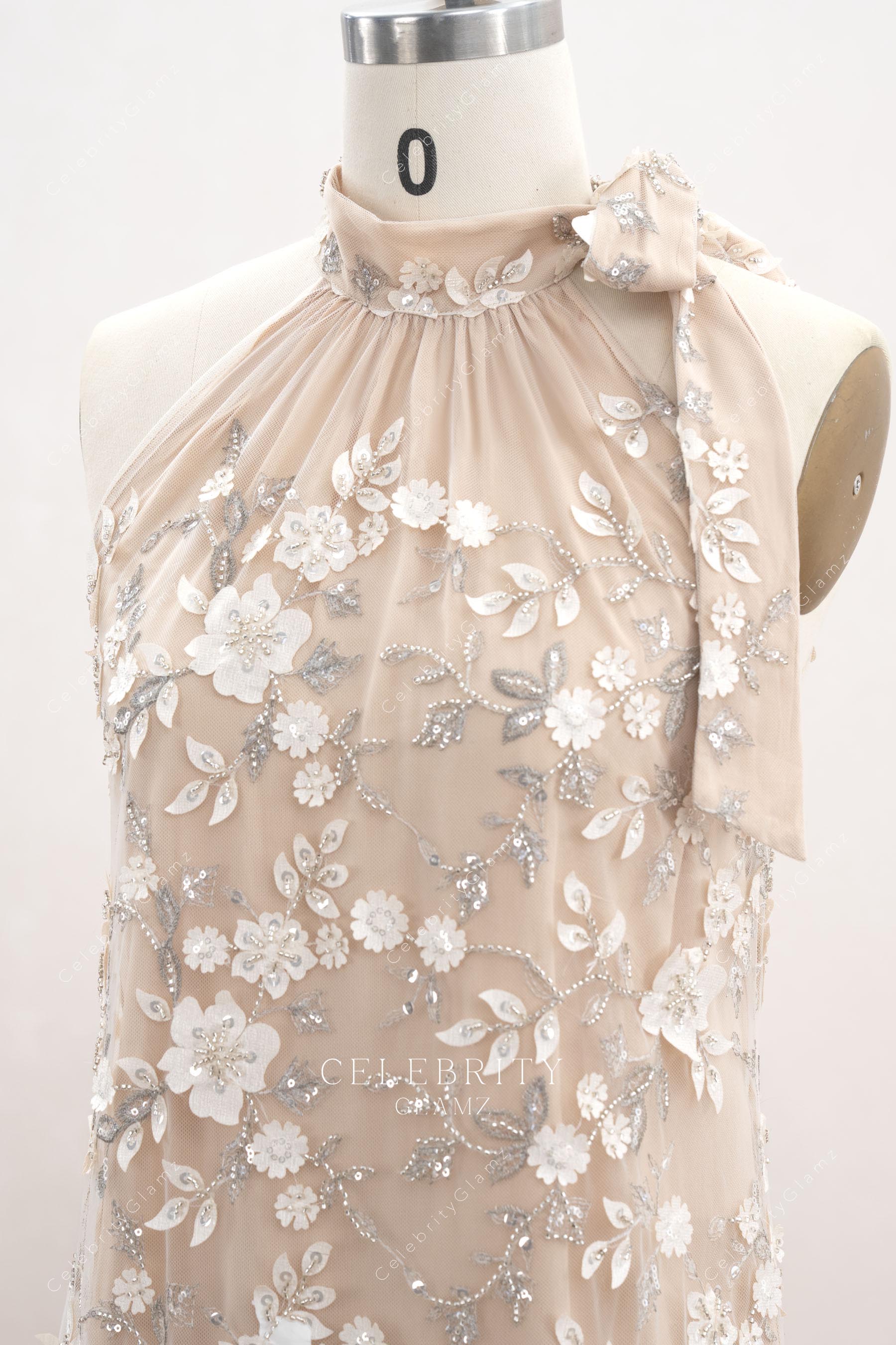 halter high neck bridal dress