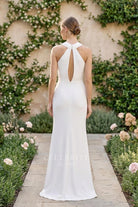 halter keyhole back wedding dress