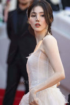 Han So-hee ruched tulle formal gown Cannes film festival red carpet 2024 