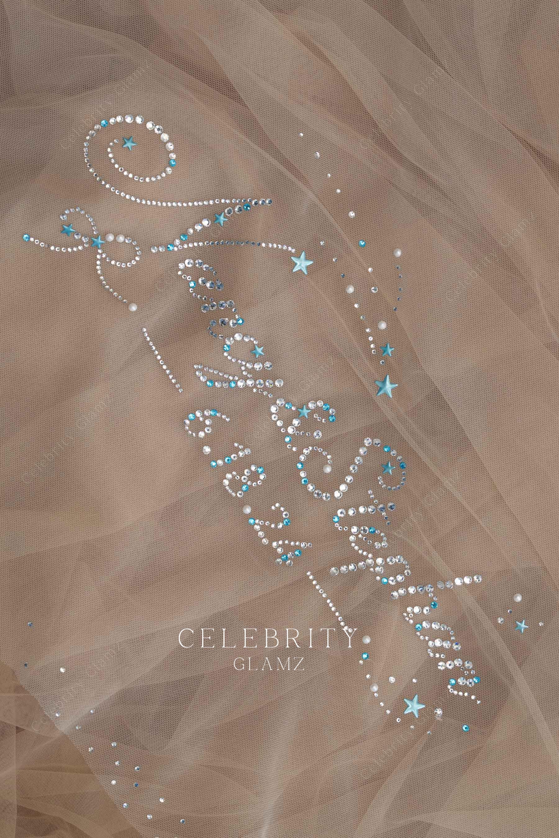 hand made hotfix rhinestones bridal veil 