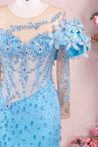 handmade flower strap prom dress