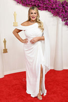 Heather McMahan white slit prom dress 2024 Oscars red carpet