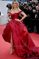 Heidi Klum burgundy off shoulder formal gown Cannes film festival red carpet 2024