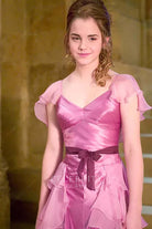hermione granger yule ball pink flutter sleeves dress