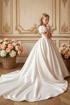 high end chapel train first communion dress