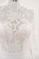 high neck lace illusion bridal dress