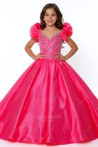 hot pink Basque waist pageant dress  