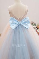 ice blue bowknot flower girl dress
