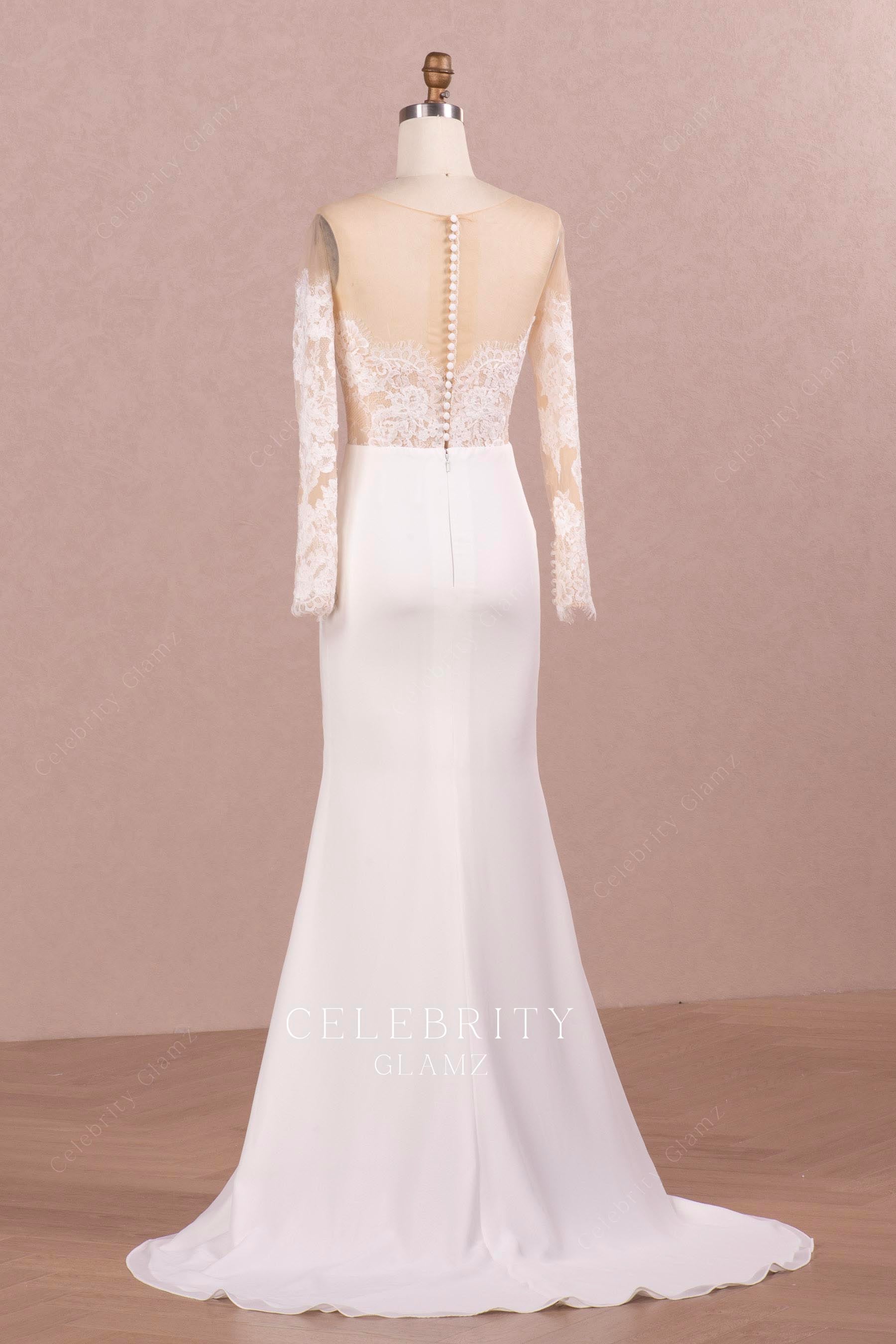 illusion back mermaid wedding dress