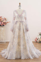 illusion bell sleeve wedding dress