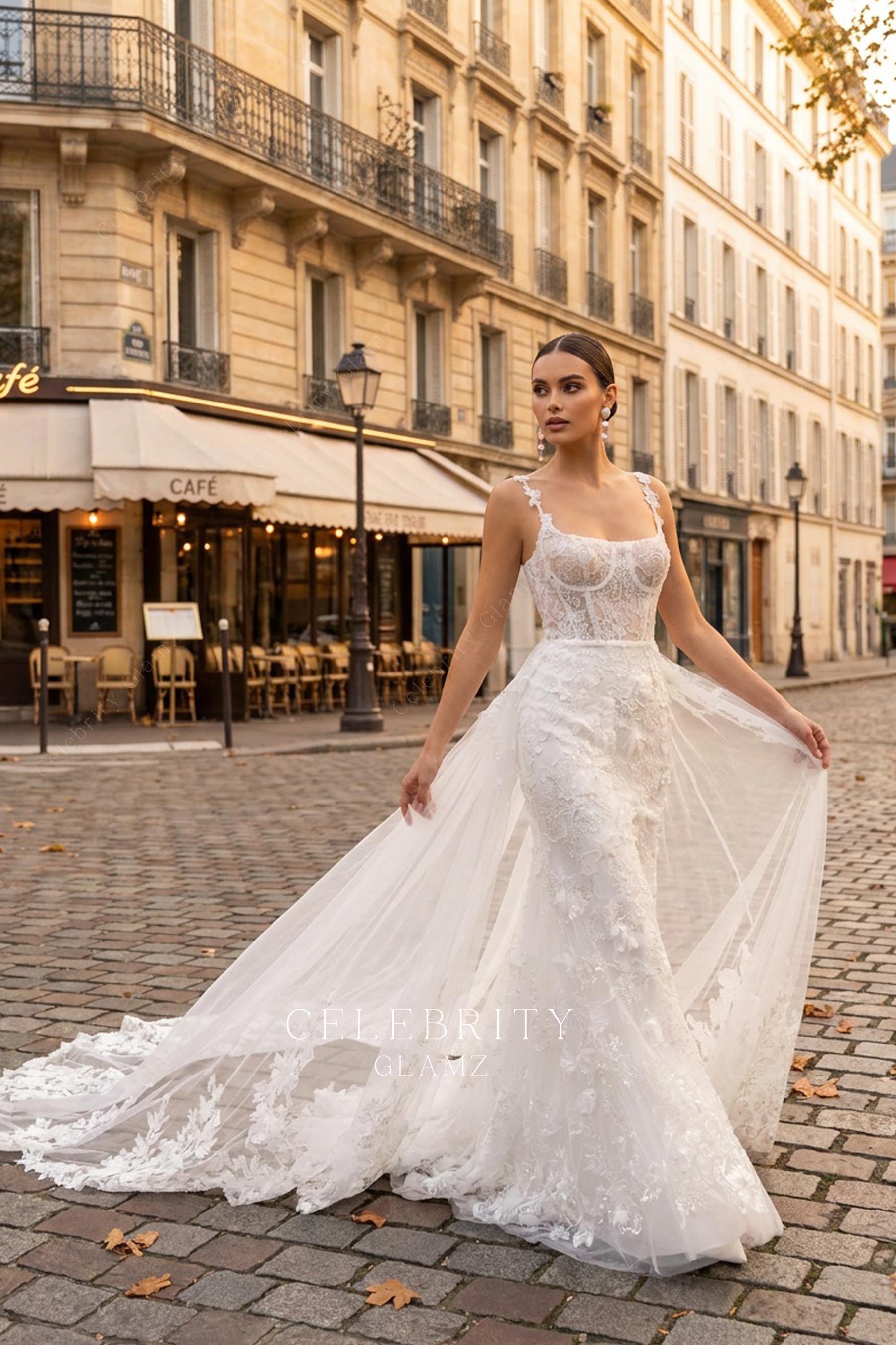illusion corset lace wedding dress