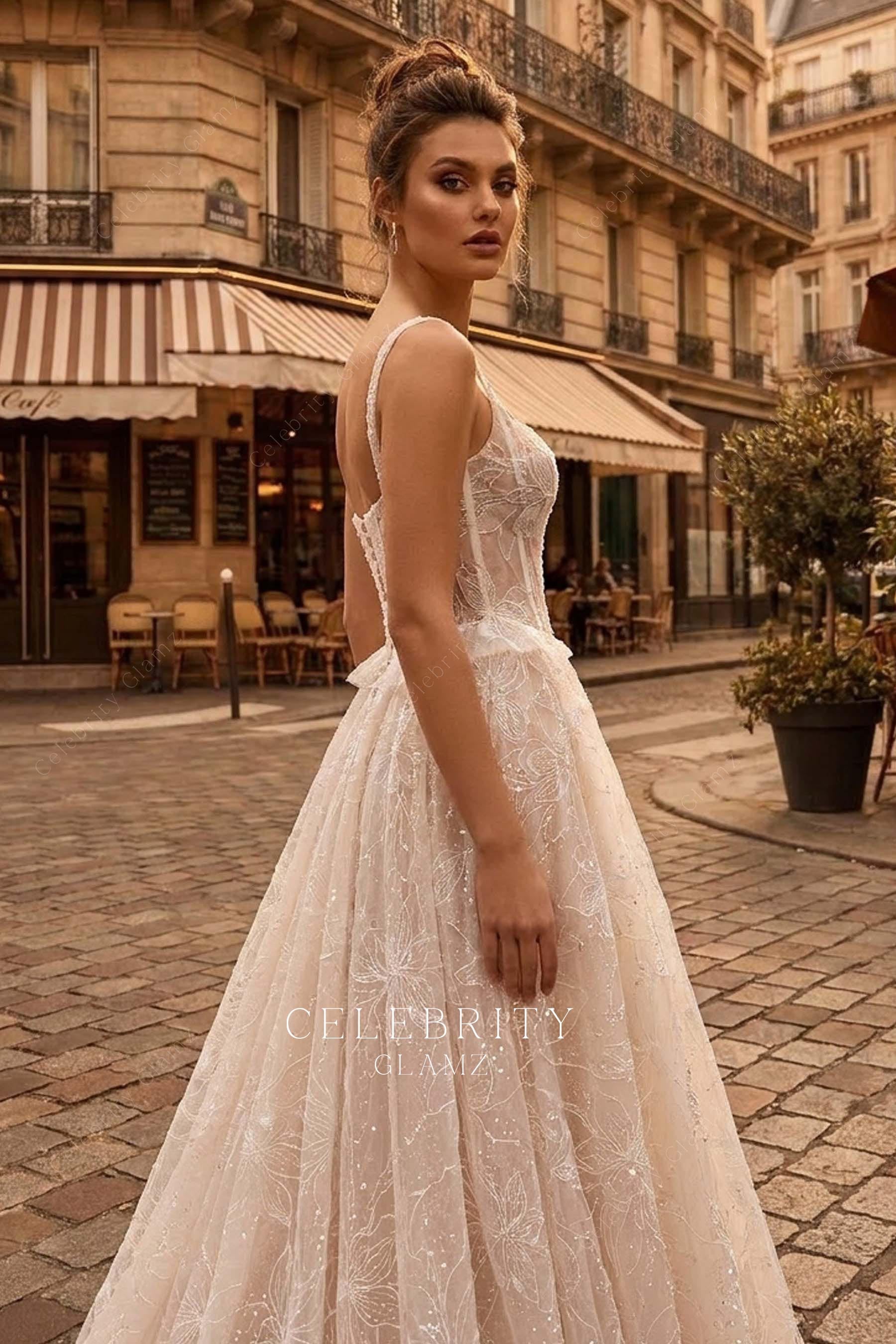 illusion corset wedding dress