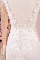 illusion deep v back wedding gown