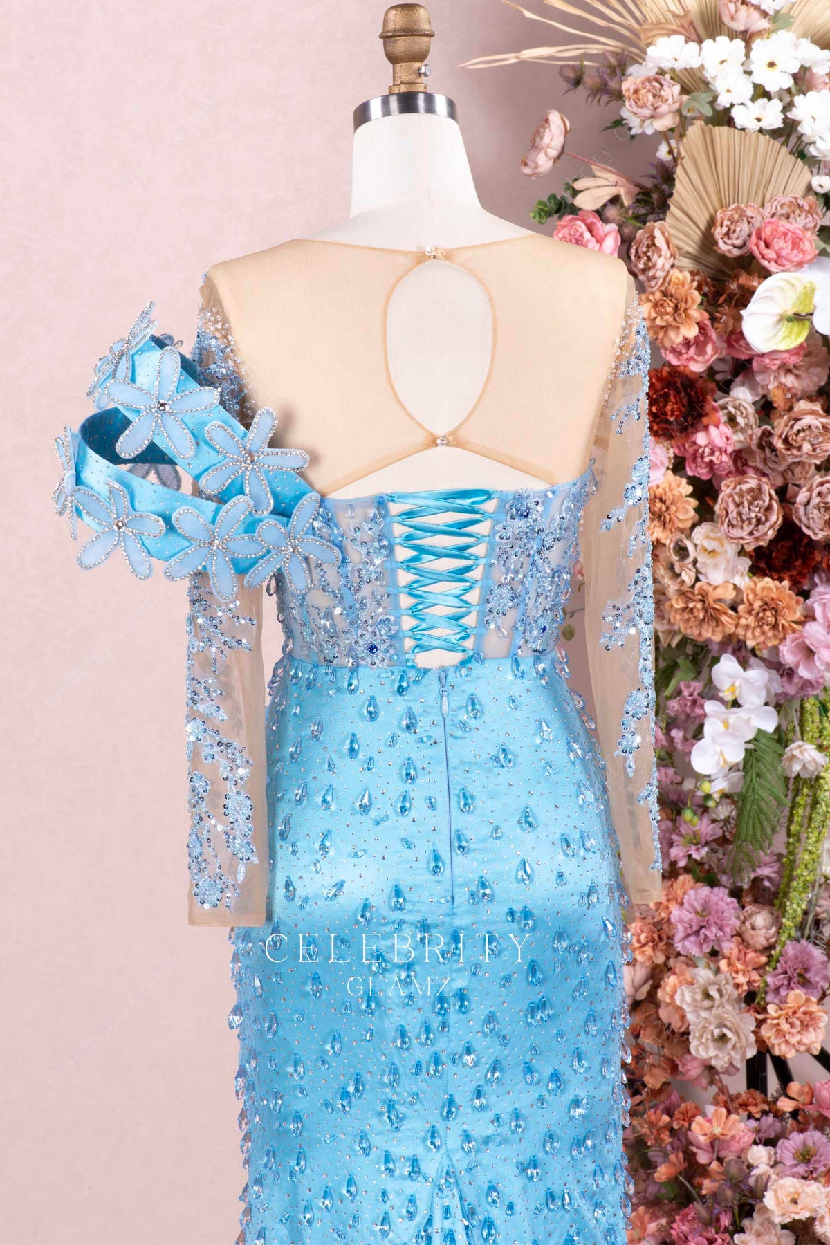 illusion keyhole back prom dress