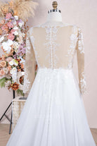 illusion lace back a line wedding dress