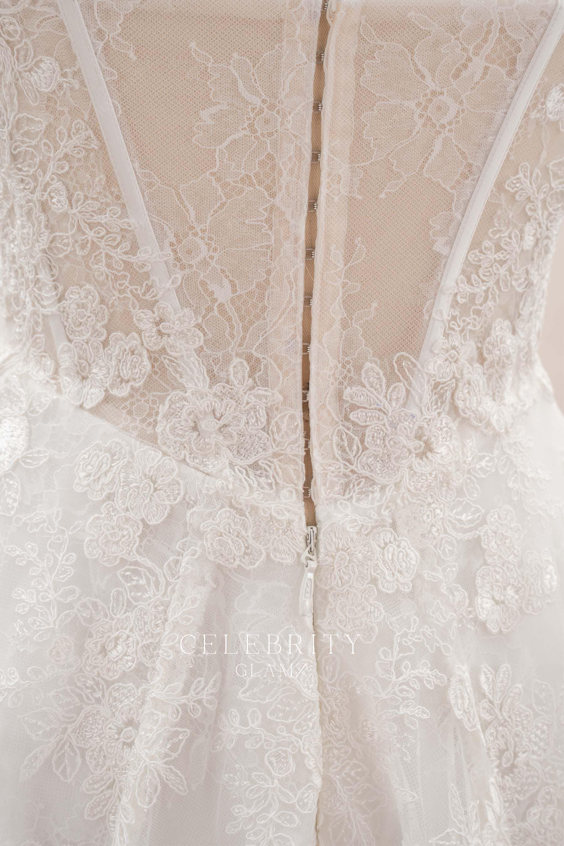 illusion lace back bridal dress