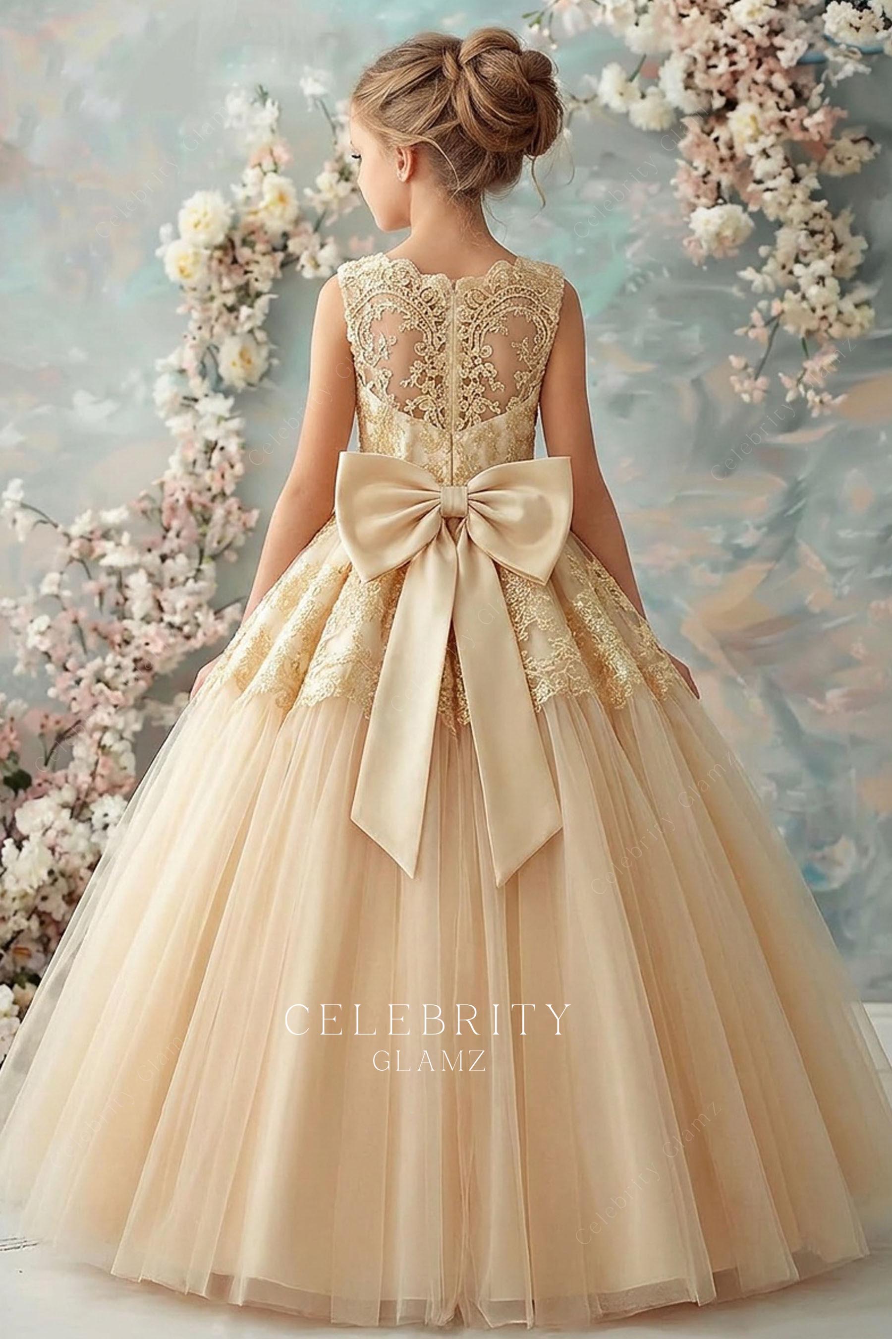 illusion lace back flower girl dress