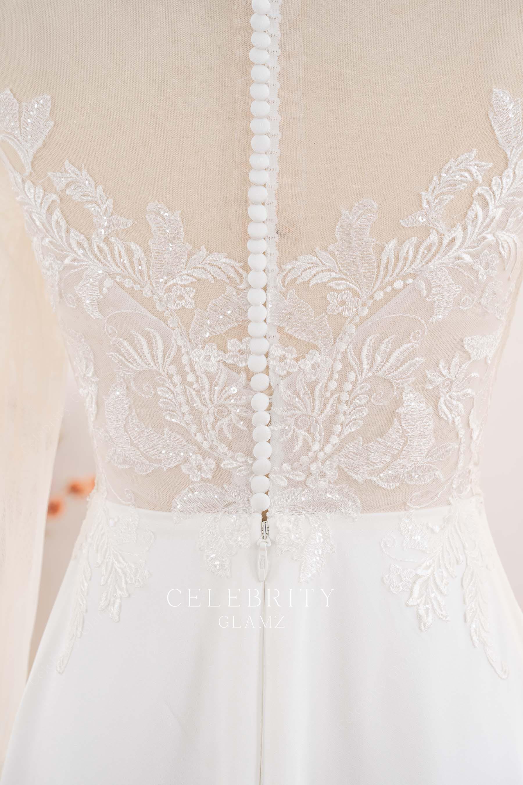 illusion lace back wedding dress