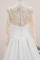illusion lace buttoned back wedding dress