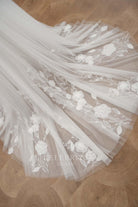 illusion lace court train wedding dress