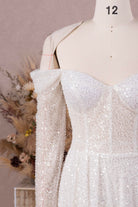 illusion long sleeve wedding dress