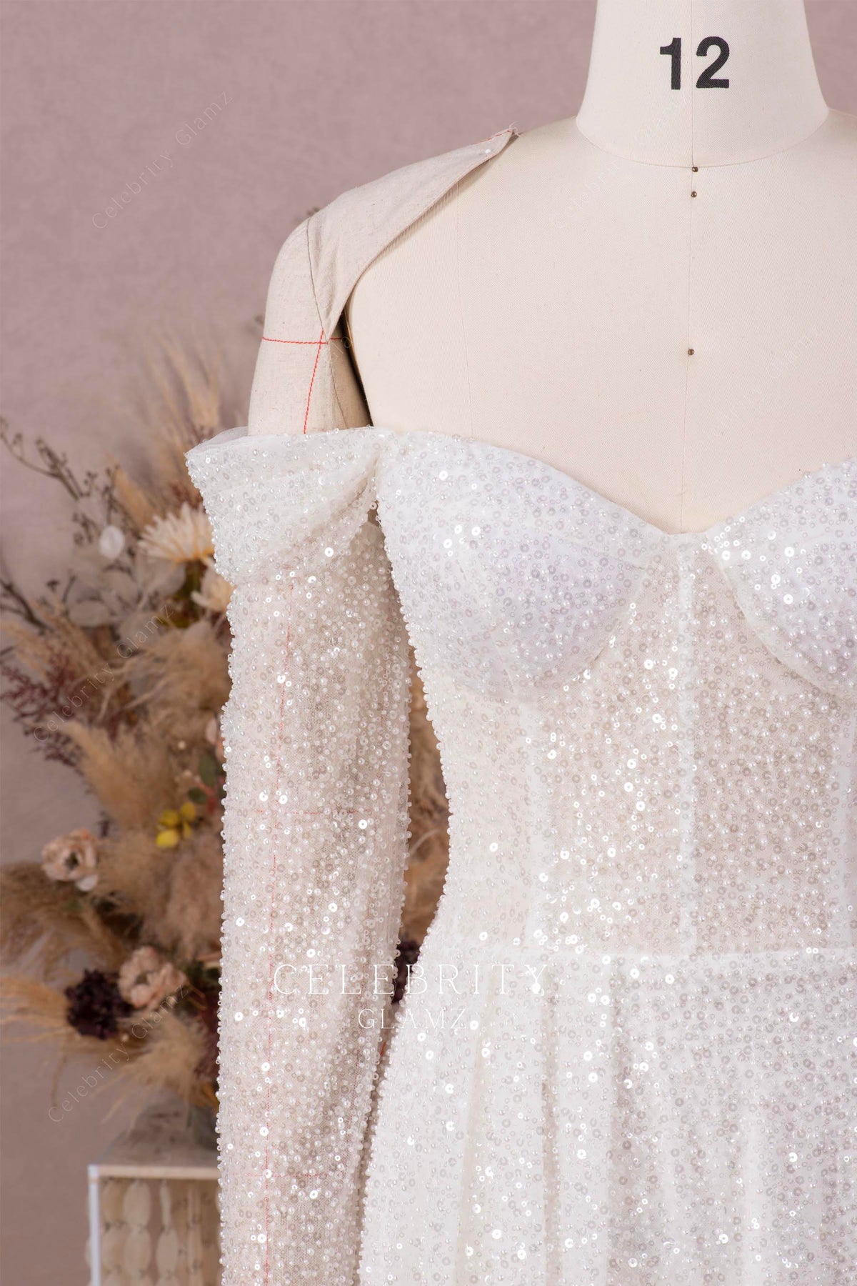 illusion long sleeve wedding dress