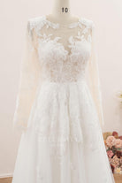 illusion long sleeve wedding dress