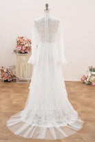 illusion long sleeve wedding dress