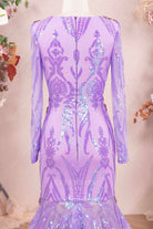 illusion sleeve patterned prom dress