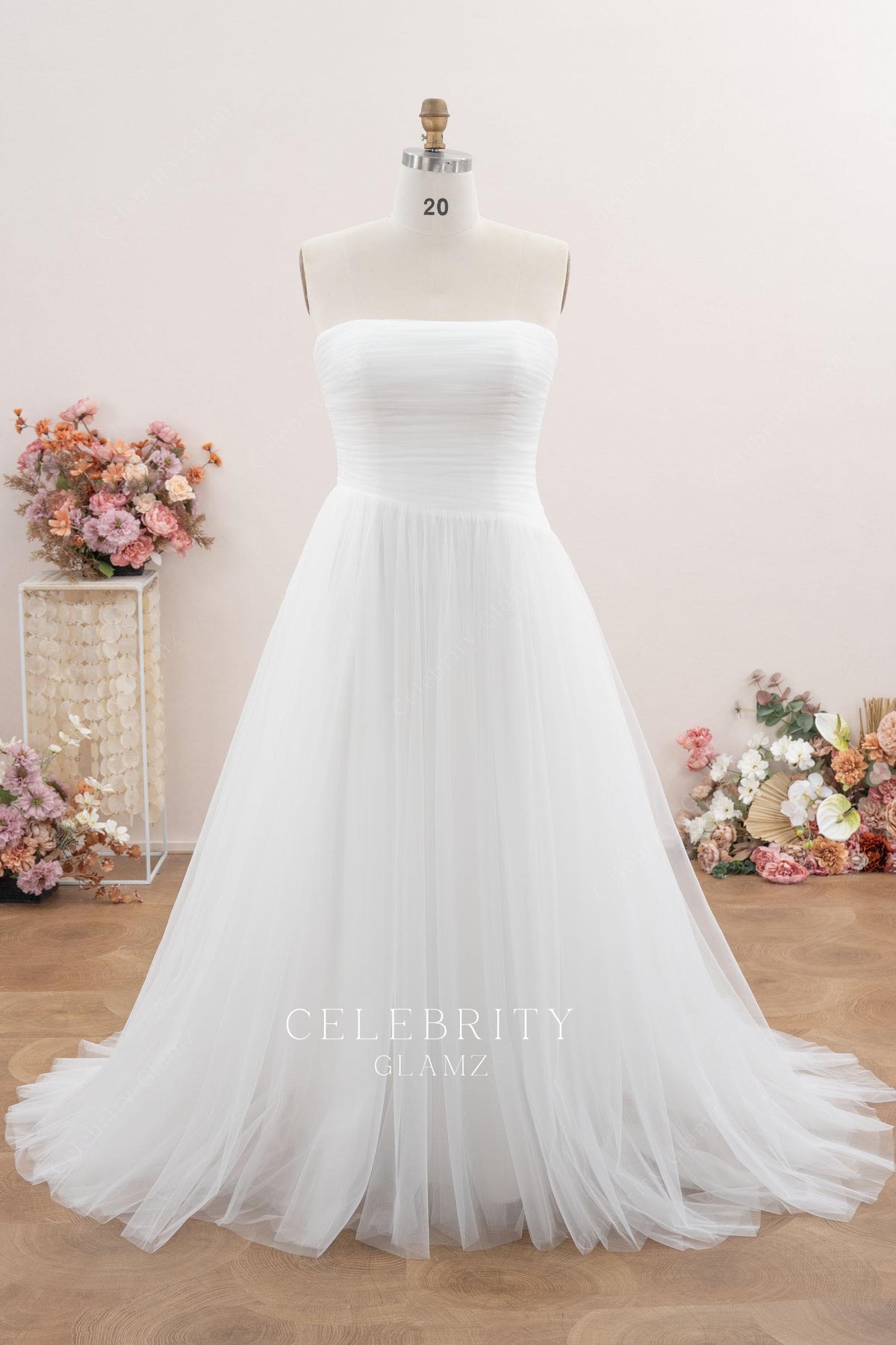 illusion tulle wrap wedding dress 