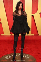 Irina Shayk black mini prom dress 2024 Oscars after party