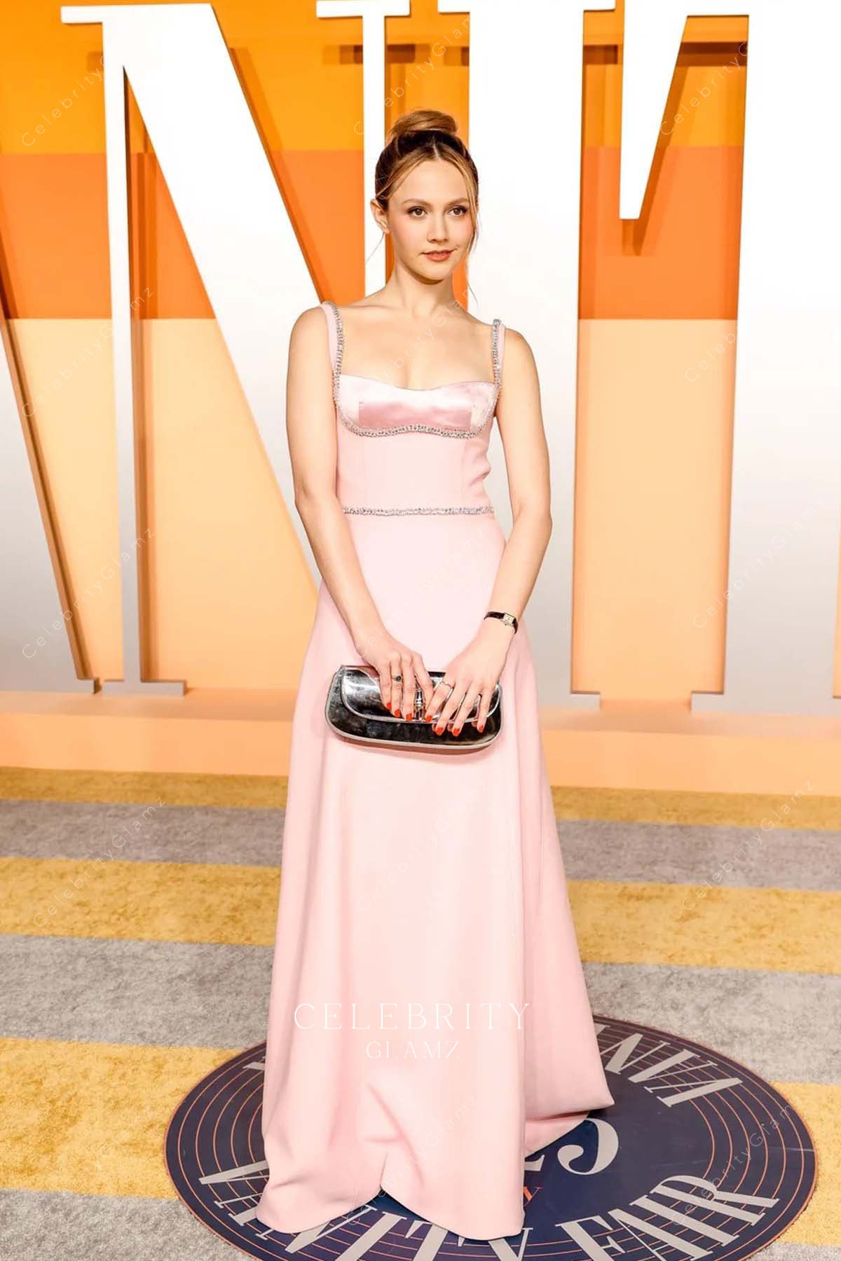 Iris Apatow 2025 crystals waistband Vanity fair party dress