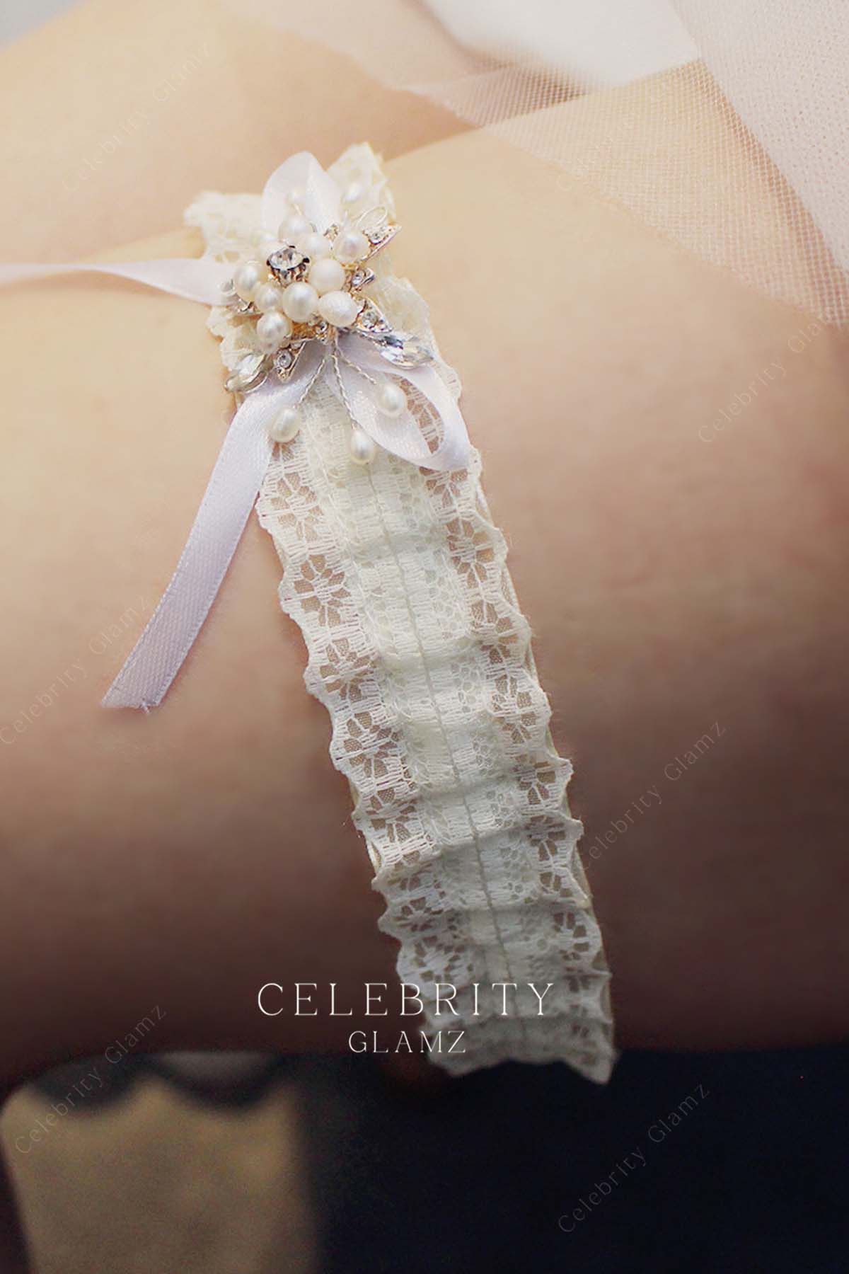 ivory elastic lace garter
