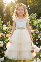 ivory layered tulle flower girl dress