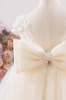 ivory tulle big bowknot flower girl dress