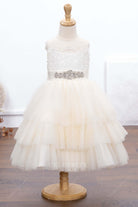 ivory tulle tea length flower girl dress