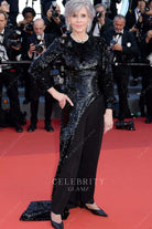 Jane Fonda black glitter 2023 Cannes film festival dress