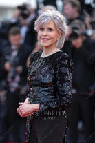 Jane Fonda sequin long sleeves 2023 Cannes film festival outfit