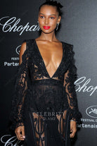 Jasmine Tookes plunging neck dress cannes film festival 2018