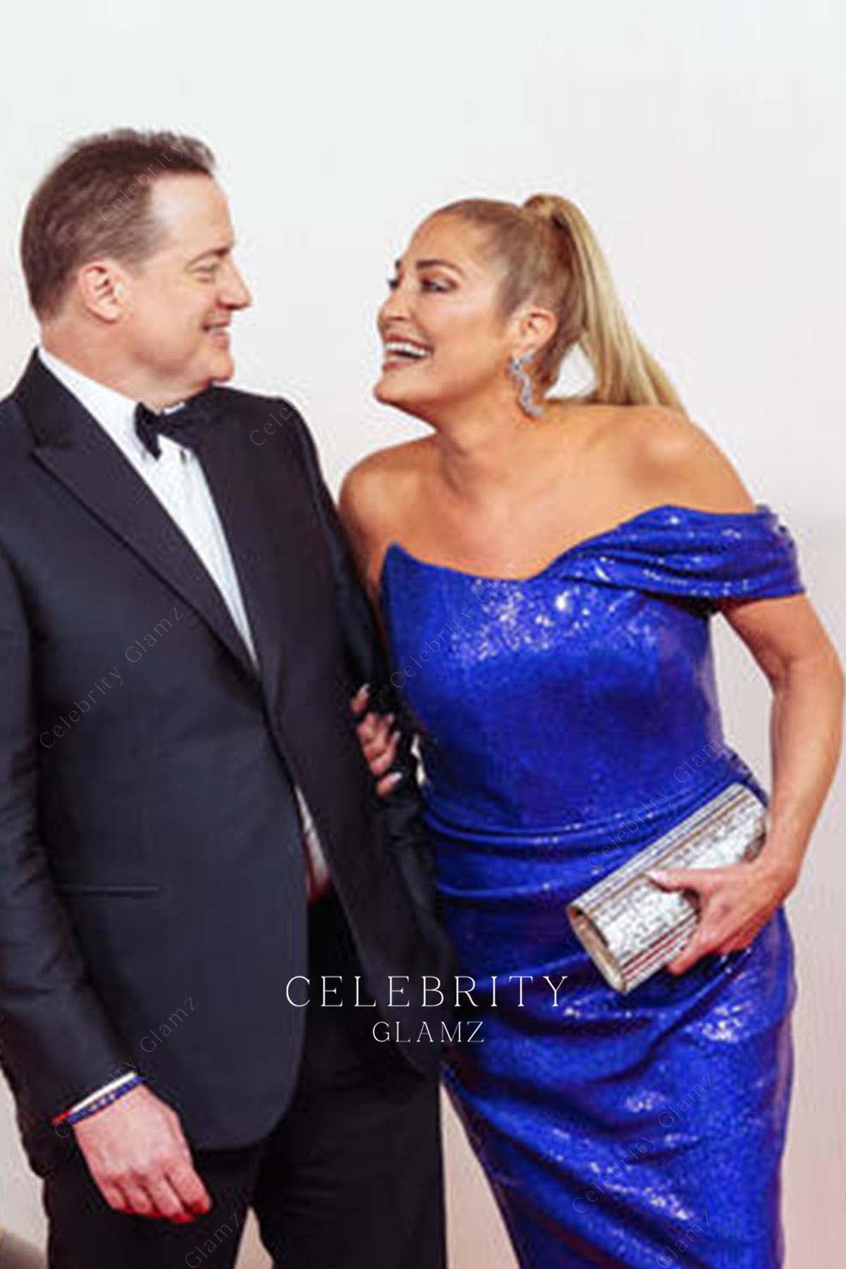 Jeanne Moore royal blue prom dress 2024 Oscars red carpet