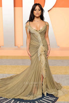 Jenna Ortega fit flare 2025 Vanity fair party prom dress