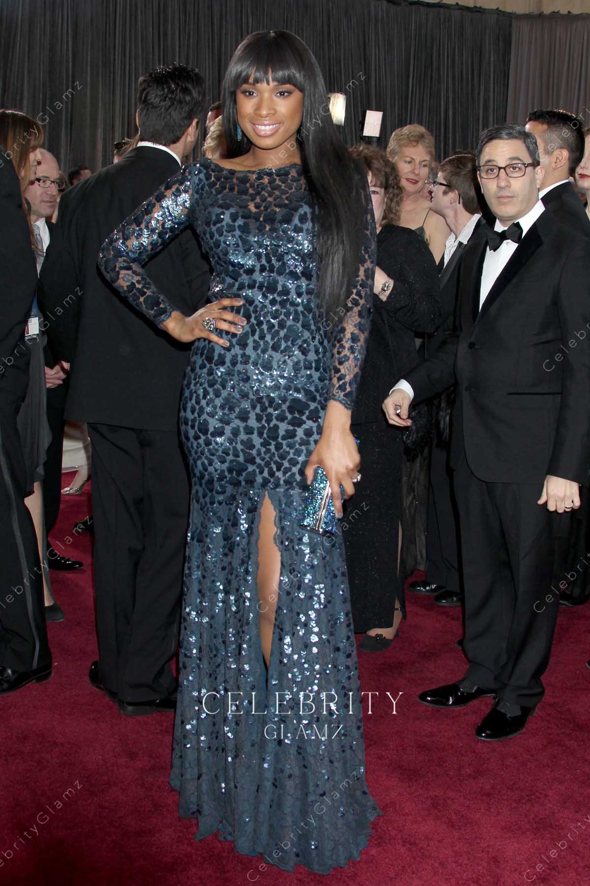 Jennifer Hudson blue sequin dress Oscars 2013