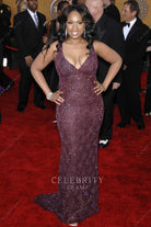 Jennifer Hudson glitter burgundy dress 2007 sag awards