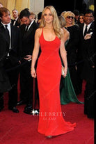 Jennifer Lawrence red fit flare dress at Oscars 2012 