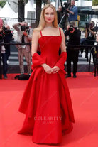 Jennifer Lawrence red thin straps 2023 Cannes film festival dress