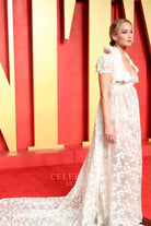 Jennifer Lawrence short sleeves prom dress 2024 Oscars after party