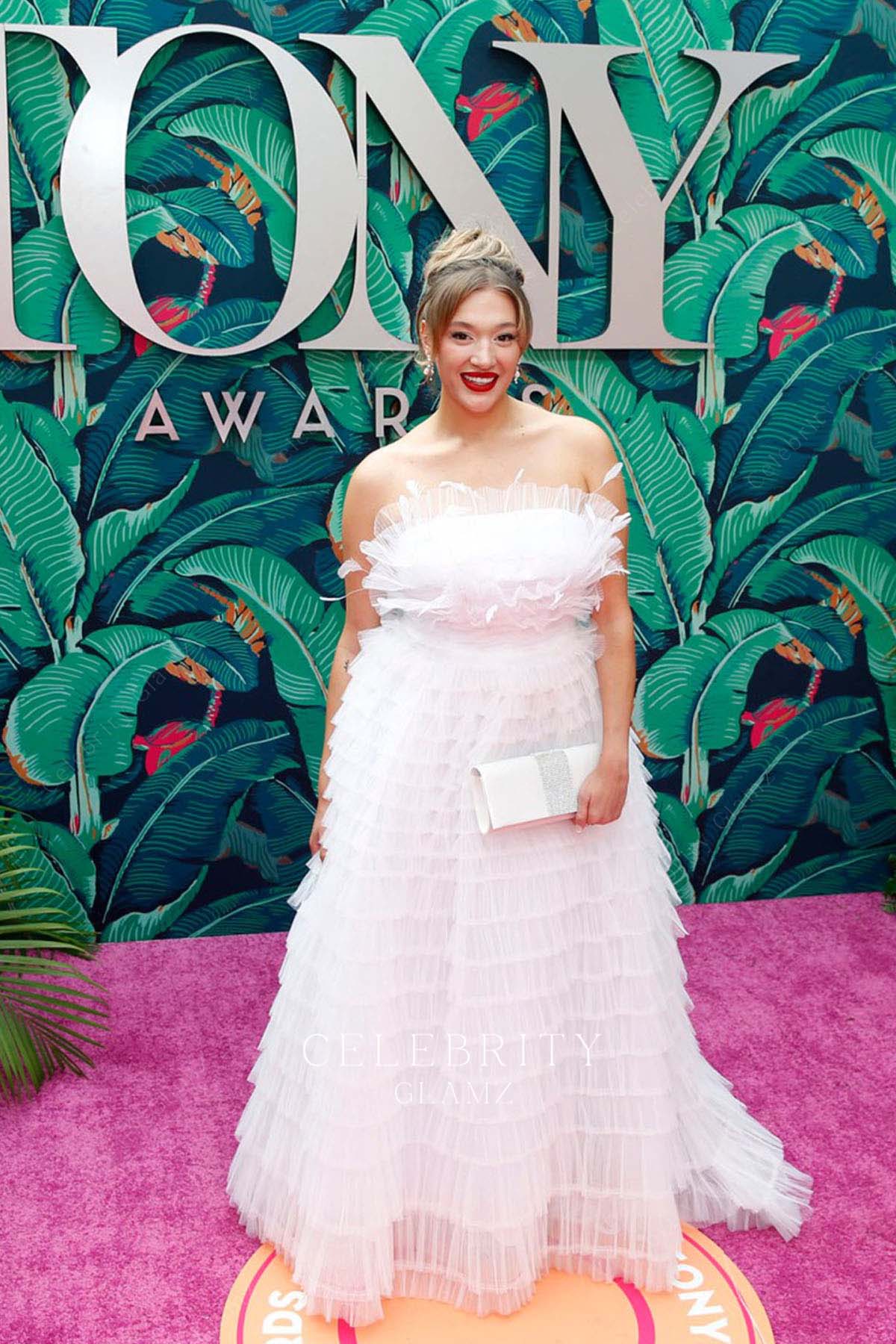 Jess Val Ortiz strapless layered prom dress 76th tony awards