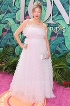 Jess Val Ortiz white tulle strapless prom dress 76th tony awards